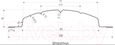 Штакетник металлический Белзабор Полукруг оптима 1500мм (10шт, ПЭ-RAL 8017)