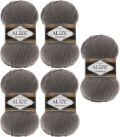 Набор пряжи для вязания Alize Lanagold 49% шерсть, 51% акрил / 348 (240м, темно-серый, 5 мотков) - 