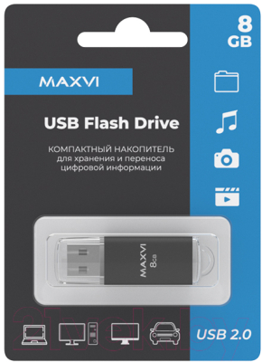 Usb flash накопитель Maxvi MP 8GB 2.0 (черный)