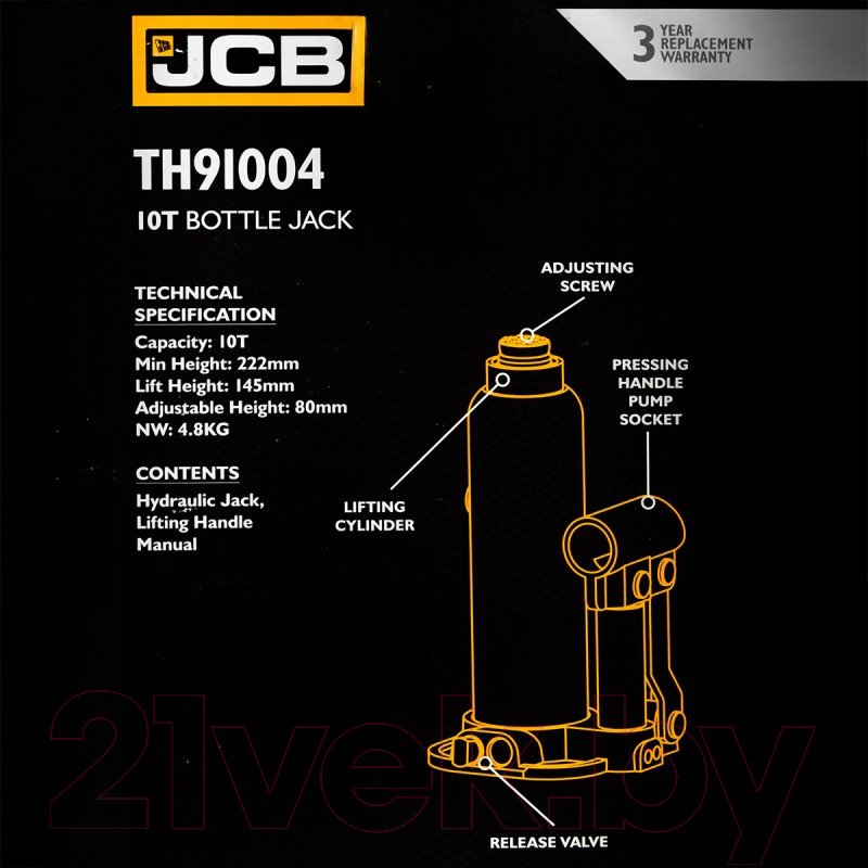 Бутылочный домкрат JCB TH91004