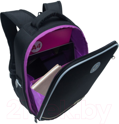 Школьный рюкзак Grizzly RAw-496-1 (черный/золото)