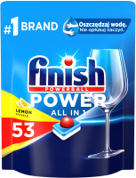 Таблетки для посудомоечных машин Finish Power All in One Лимон (53шт) - 
