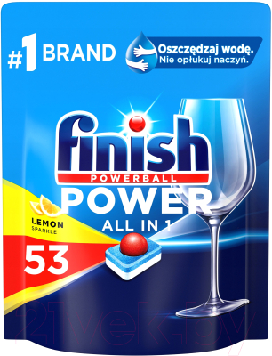 Таблетки для посудомоечных машин Finish Power All in One Лимон (53шт)