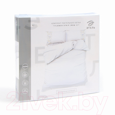 Комплект постельного белья Этель Flower Strip вид 1 Евро / 9947021