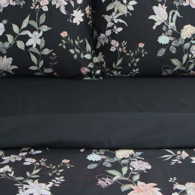 Комплект постельного белья Этель Black Flowers Евро / 9947014