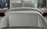 Комплект постельного белья LUXOR Полоса 1x1 16-4703 2.0 с европростыней (светлый графит, сатин-страйп) - 