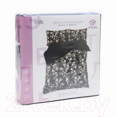 Комплект постельного белья Этель Black Flowers 1.5сп / 9947012
