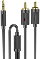 Кабель Hoco UPA28 Jack 3.5mm - 2 RCA (1.5м, черный) - 