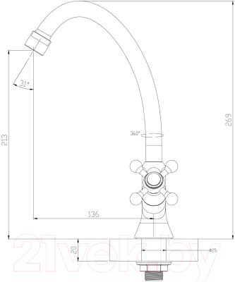 Кран на одну воду Decoroom DR49010