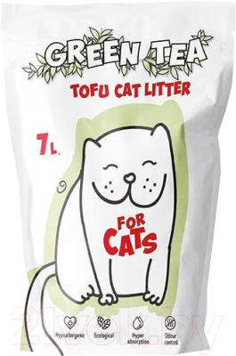 Наполнитель для туалета For Cats Tofu Natural комкующийся с ароматом зеленого чая / PFA403 (7л)