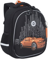 Школьный рюкзак Grizzly RAz-487-1 (черный/оранжевый) - 
