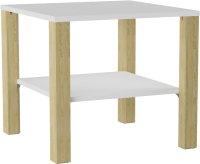 Журнальный столик Мебелик Матео (белый/дуб янтарный) - 