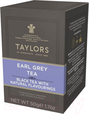 Чай пакетированный Taylors of Harrogate Эрл Грей с ароматом бергамота Черный (20пак)