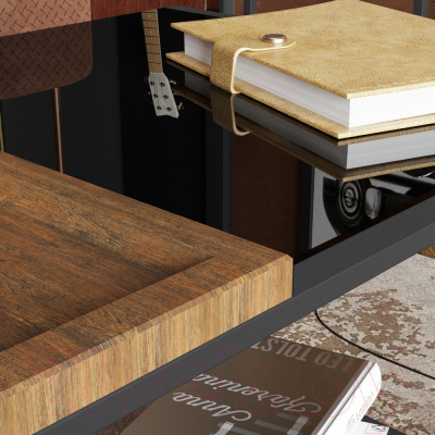 Изображение товара Журнальный столик Мебелик Трисс (дуб американский/черная лакобель/черный)