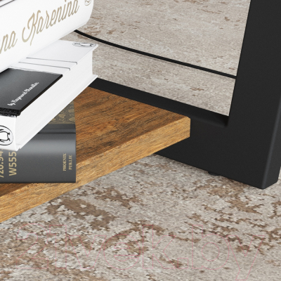 Изображение товара Журнальный столик Мебелик Трисс (дуб американский/черная лакобель/черный)