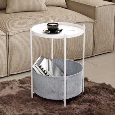 Изображение товара Журнальный столик Мебелик Берген (рогожка 82/82/белый муар)