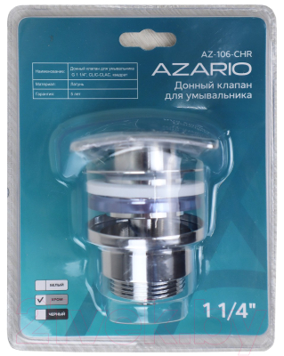 Донный клапан Azario AZ-106-CHR (хром)