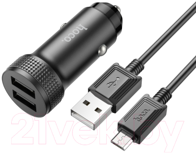 Зарядное устройство автомобильное Hoco Z49 + кабель Micro (черный)