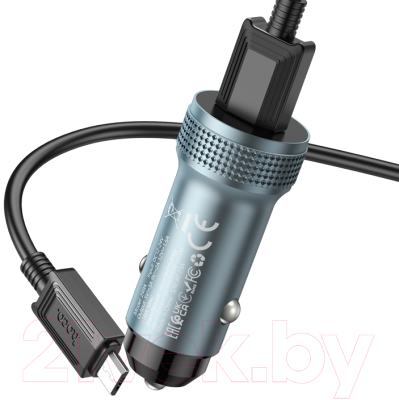 Зарядное устройство автомобильное Hoco Z49A + кабель Micro (металлик)