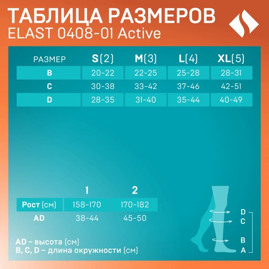 Гольфы компрессионные Tonus Elast ActivLine 0408-01 1кк Рост 2 Р2 (серый/черный) — фото 3