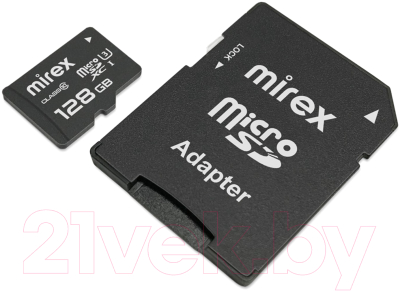 Карта памяти Mirex microSDXC UHS-I U3 Class 10 128GB + адаптер (13613-AD3UH128)
