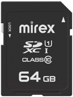 Карта памяти Mirex SDXC 64GB U1/C10 (13611-SD10CD64)