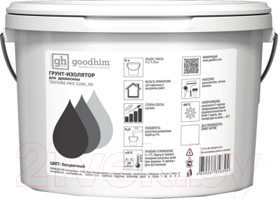 Грунтовка GoodHim Texture Pro изолятор для древесины / 56394 (9л)