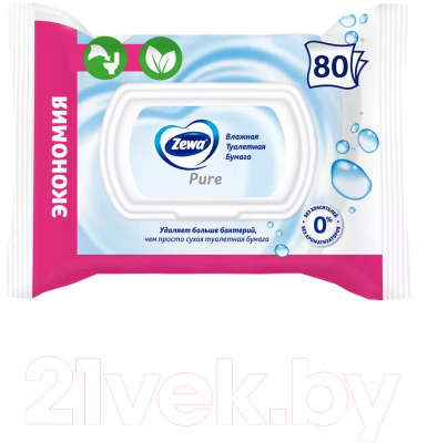 Влажная туалетная бумага Zewa Pure (80л)