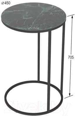Приставной столик Мебелик Остин (зеленый мрамор/черный)