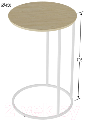 Приставной столик Мебелик Остин (дуб янтарный/белый)
