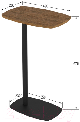 Приставной столик Мебелик Дей (дуб американский/черный)