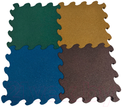 Резиновая плитка Rubtex Puzzle 500x500x30 (зеленый)
