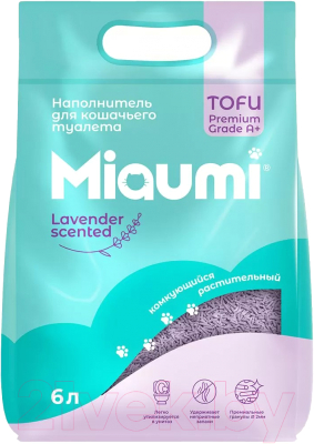 Изображение товара Наполнитель для туалета Miaumi Tofu комкующийся с ароматом лаванды (6л)