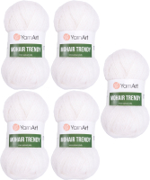 Набор пряжи для вязания Yarnart Mohair Trendy 50% мохер, 50% акрил 220м / 101 (5шт, белый) - 