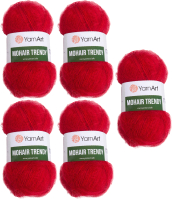 Набор пряжи для вязания Yarnart Mohair Trendy 50% мохер, 50% акрил 220м / 105 (5шт, красный) - 