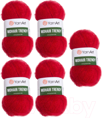 Набор пряжи для вязания Yarnart Mohair Trendy 50% мохер, 50% акрил 220м / 105 (5шт, красный)