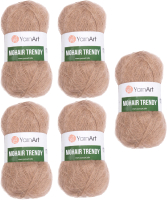 Набор пряжи для вязания Yarnart Mohair Trendy 50% мохер, 50% акрил 220м / 116 (5шт, бежевый) - 