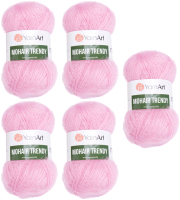 Набор пряжи для вязания Yarnart Mohair Trendy 50% мохер, 50% акрил 220м / 127 (5шт, розовый) - 