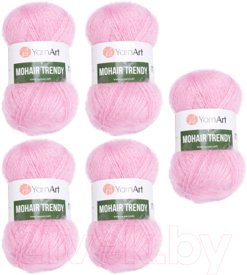 Набор пряжи для вязания Yarnart Mohair Trendy 50% мохер, 50% акрил 220м / 127 (5шт, розовый)