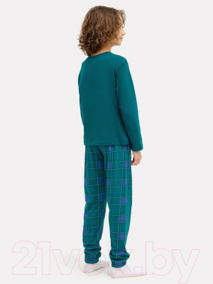 Пижама детская Mark Formelle 563323 (р.128-64-57, темно-зеленый/зеленая клетка)