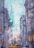 Картина Stamprint Фиолетовый город АT008 (85x60см) - 
