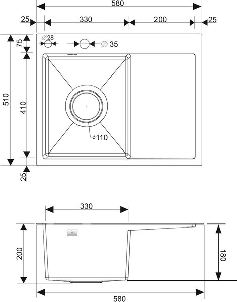 Купить Мойка кухонная РМС MRK-5851BL-L в Молодечно