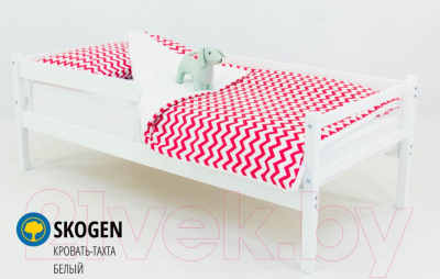 Кровать-тахта детская Бельмарко Skogen / 599 (белый) - пример комплектации с защитным бортиком