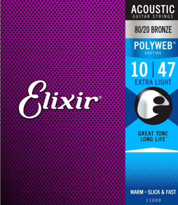

Струны для акустической гитары Elixir Strings, 11000 80/20 Bronze Original POLYWEB 10/47