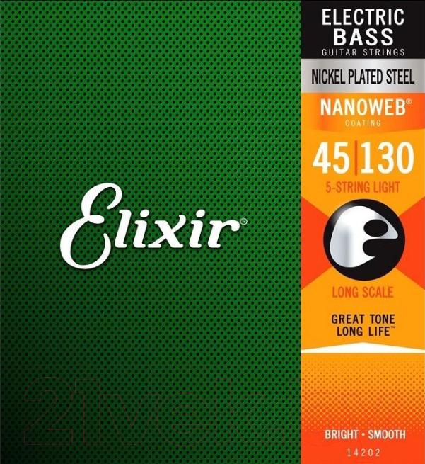 Струны для бас-гитары Elixir Strings 14202 45-130 5-Strings — фото 1