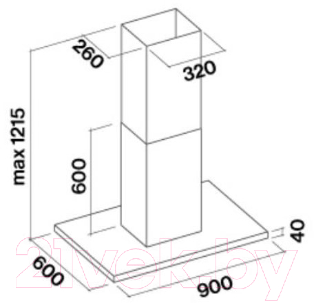 Вытяжка Т-образная Falmec Lumen Parete/Wall 90 C0001 Neutro Cono Inox