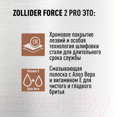 Набор бритвенных станков Zollider Force 2 Pro Одноразовые 2 лезвия (4шт+1шт)