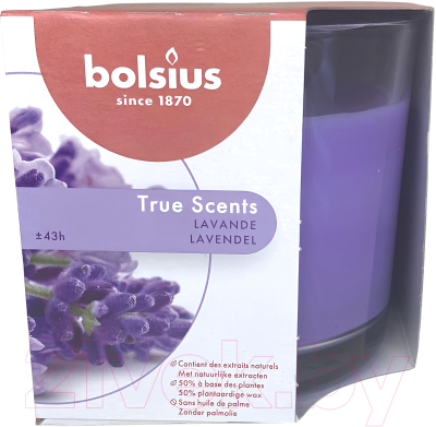 Свеча Bolsius Fragranced С ароматом лаванды 95/95мм TS LAV (фиолетовый)