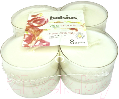 Набор свечей Bolsius Maxi Light 8h TM С ароматом грейпфрута и имбиря (8шт, белый)