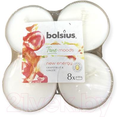 Набор свечей Bolsius Maxi Light 8h TM С ароматом грейпфрута и имбиря (8шт, белый)